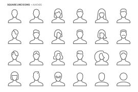 Square Line Icons People Avat